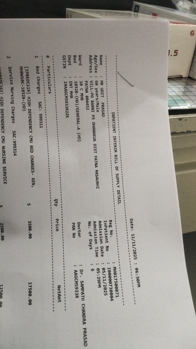 spc1997_kumar's tweet photo. @ManipalHealth  old airport banglore p The operation was decided between 6 to 7 lakhs and from that Sumitra ma'am asked to reduce the cost by 50k, so we agreed for the operation but the hospital management made our bill 7.92 lakhs....to be cont. https://t.co/91XTp3Zu8C