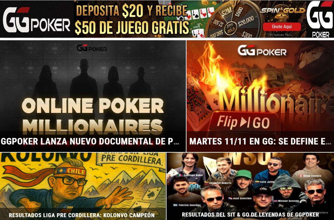 PokerChile's tweet photo. 11 / 11 en https://t.co/EQSQNJhua1
- Hoy se define el Flip &amp; Go Millionaire en @ggpoker . Ya se superó el garantizado!
- Mañana es el estreno del nuevo documental de @ggpokeres 
- Atentos que se viene Torneo Freeroll el domingo para celebrar el Fin de la Liga Pre Cordillera !! https://t.co/TqNkeuETNE