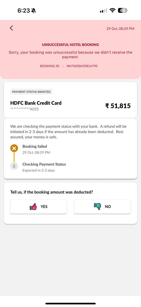 NambyPure's tweet photo. @makemytrip - Highly disappointed by your service for a MMT black customer. Its taken 2 weeks for your team to locate an unsuccesful booking and reverse it. And after multiple follow ups, the ticket is now closed without resolution. Need closure in 24 hours! https://t.co/R7YYEpsqko