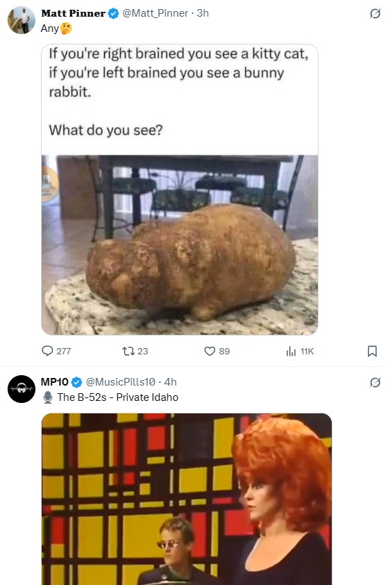 thesusanl's tweet image. When your timeline has fun with things...LOL🥔