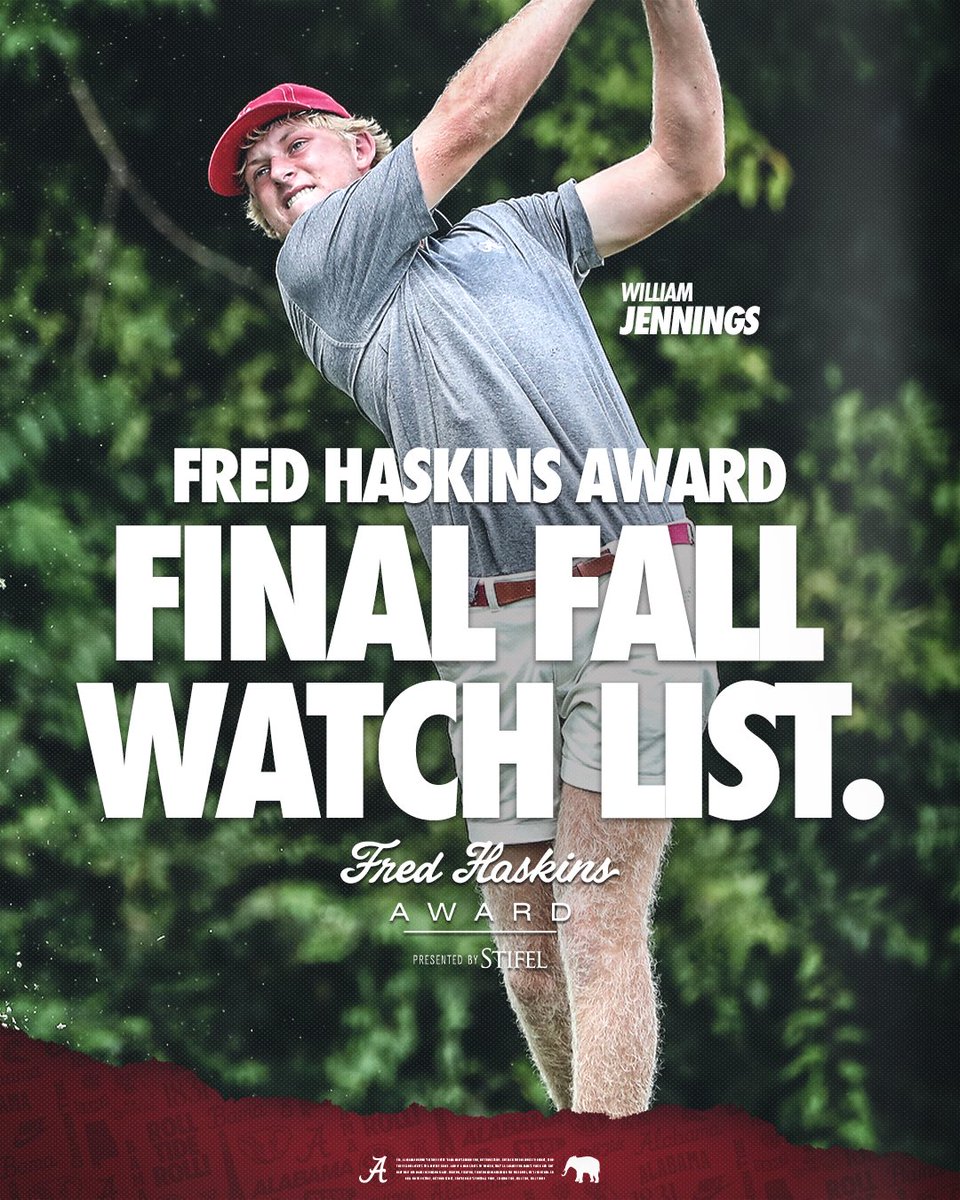 AlabamaMGolf's tweet image. Congratulations to William Jennings who is one of 25 men's golfers named to the Fred Haskins Award Final Fall Watch List!⤵️

🔗 bit.ly/3XlxgET