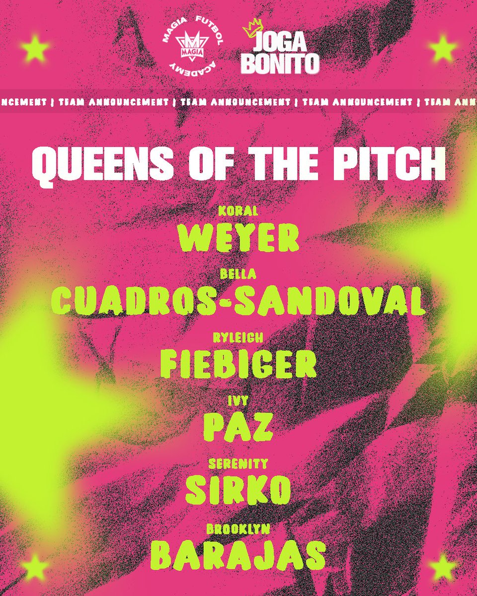 JOGA Bonito | 3 V 3 | Championship Day

Queens of the Pitch confirmed and set to compete in the Tango division November 16th, 2025 somewhere in Southern California!