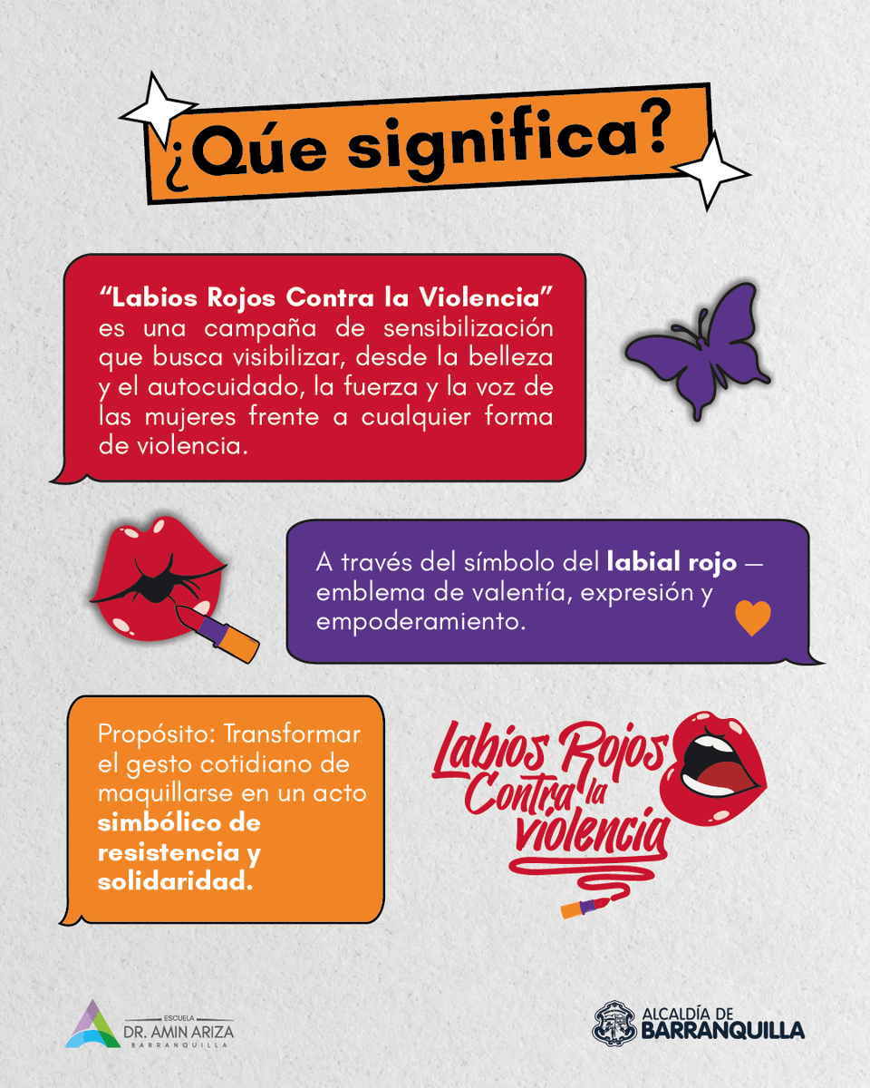 AminAriza's tweet photo. #LabiosRojosContraLaViolencia

✨ Únete a nuestra campaña junto a la @OficinaMujerBAQ 
Durante este mes, pinta tus labios de rojo y sé parte del cambio.

#NoMásViolencia #EmpoderamientoFemenino #EscuelaAminAriza #Barranquilla #Díainternacionalcontralaviolenciadegenero https://t.co/i7KVi4cqcf