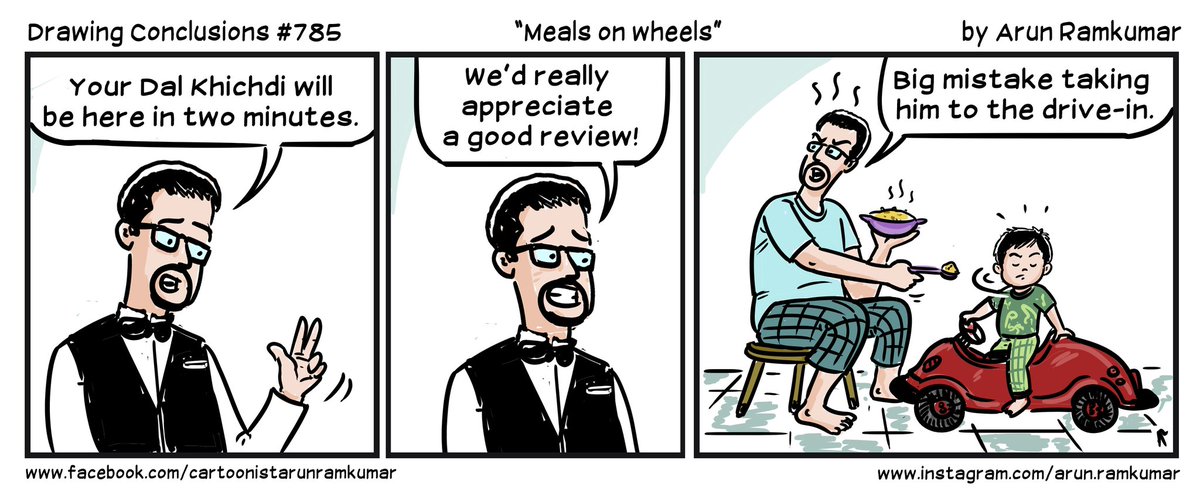 Arun_bohemian's tweet photo. Once your toddler learns they can consume food even if they aren't seated on the high chair, you are done for ๐๐ญ
...
#comics #drawingconclusions https://t.co/utyWN1j9jW