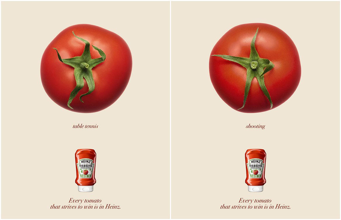 StreetFashion01's tweet image. AMAZING MARKETING 🚨 

Heinz just made some GENIUS ads for the National Game’s China is hosting this year 🤯