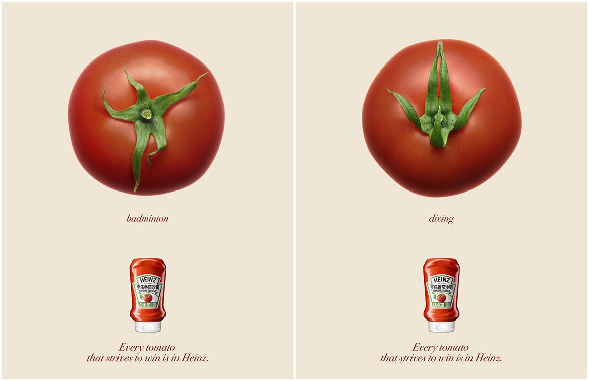 StreetFashion01's tweet image. AMAZING MARKETING 🚨 

Heinz just made some GENIUS ads for the National Game’s China is hosting this year 🤯