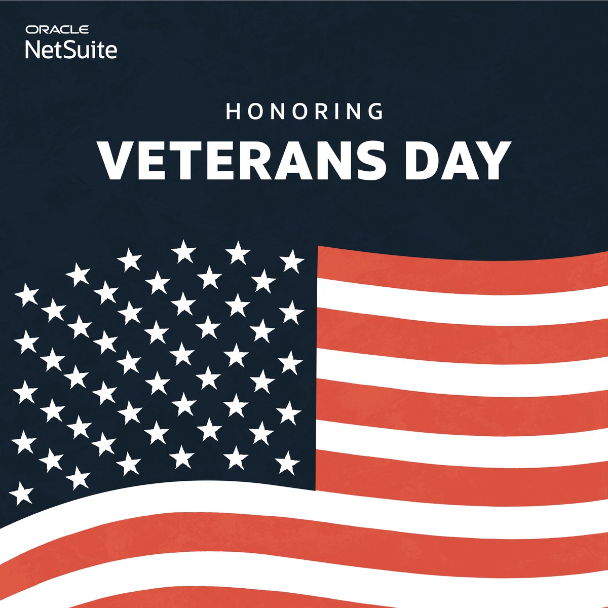 NetSuite's tweet image. This Veterans Day, we honor all who have served and sacrificed for our country. We’re especially proud to recognize the veterans within our organization — your leadership, dedication, and service inspire us every day.