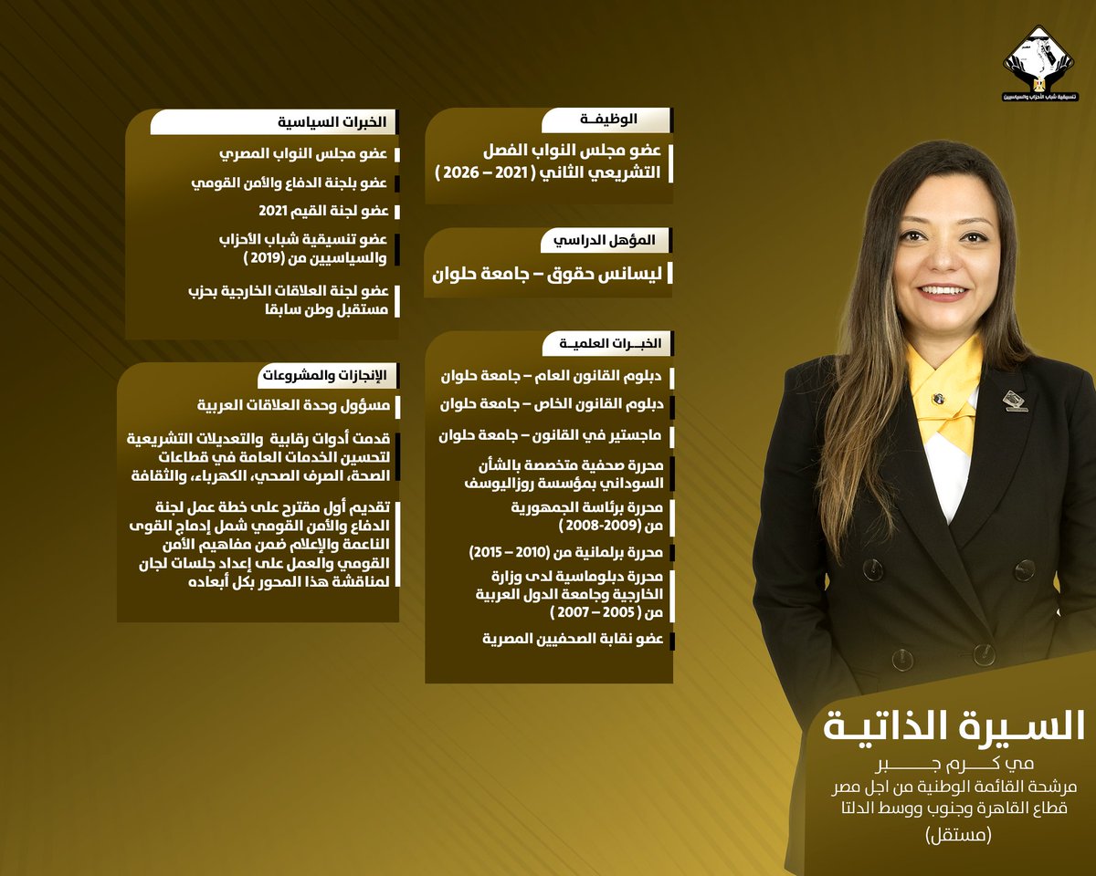 CpypEgypt's tweet photo. السيرة الذاتية للمرشحة مي كرم جبر مرشحة القائمة الوطنية من أجل مصر قطاع القاهرة و جنوب و وسط الدلتا (مستقل)
#تنسيقية_شباب_الأحزاب_و_السياسيين
#cpyp
#برلمان_بمفهوم_جديد
#قوتنا_في_تأثيرنا https://t.co/0faYa5MlTF