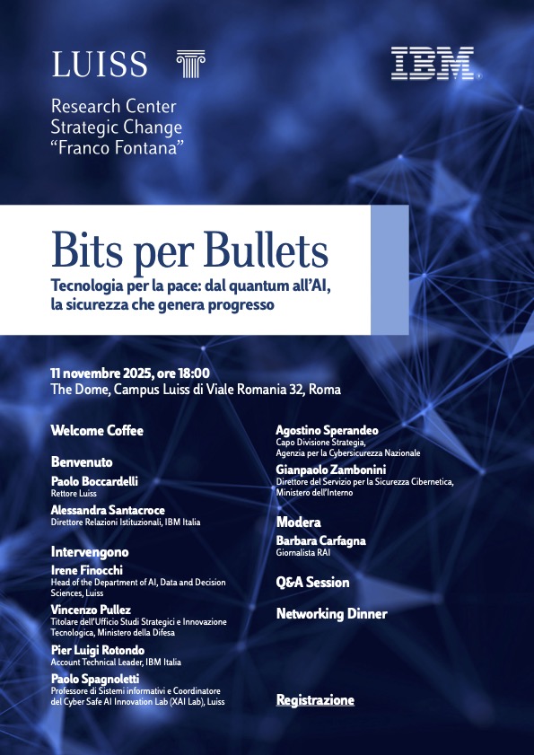 PBoccardelli's tweet photo. Appuntamento alle 18 con il Centro di Ricerca in Strategic Change "Franco Fontana" @UniLUISS e @IBMItalia  per parlare di cybersecurity  e tecnologia per la pace.

Per partecipare: https://t.co/QKe7WmKYHF https://t.co/5Eo165I0WV