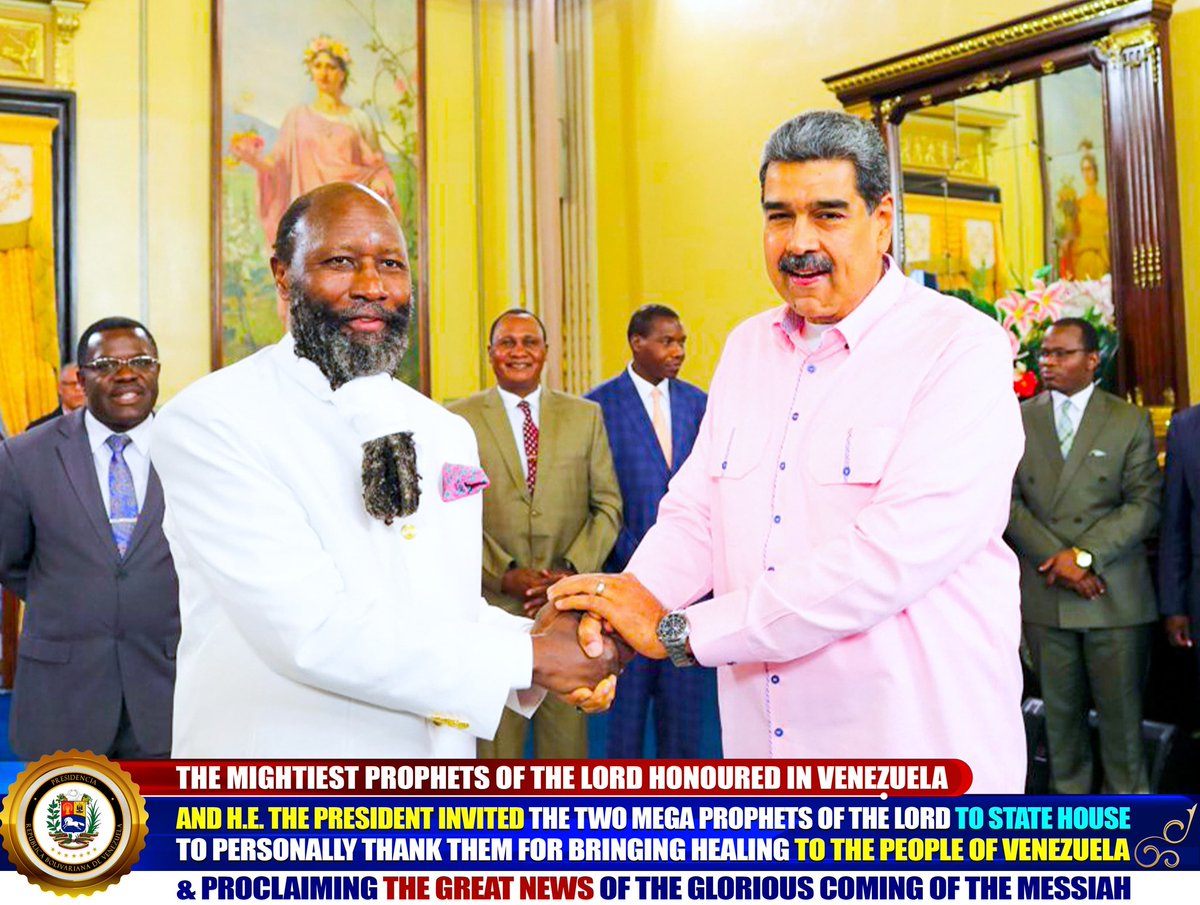 TuitoekJune's tweet photo. During the last #TheVenezuelaMission the top leaders of nation of Venezuela received The Prophet of The Lord and they received their reward. https://t.co/CjrmH1zWY7