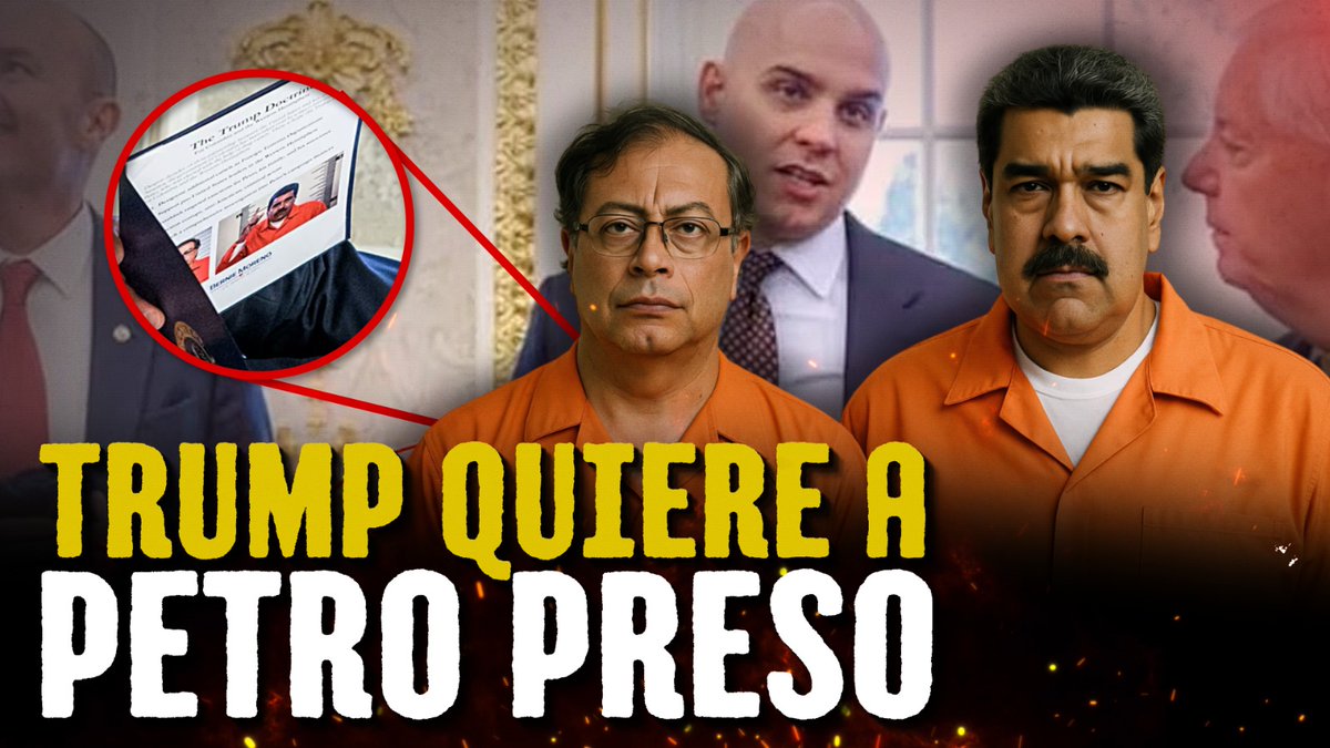 Inpolitictv's tweet photo. Donald TRUMP quiere a PETRO en la CÁRCEL junto a MADURO. Encuentra más detalles en el primer comentario.🔽 https://t.co/BMzO3qvsKy