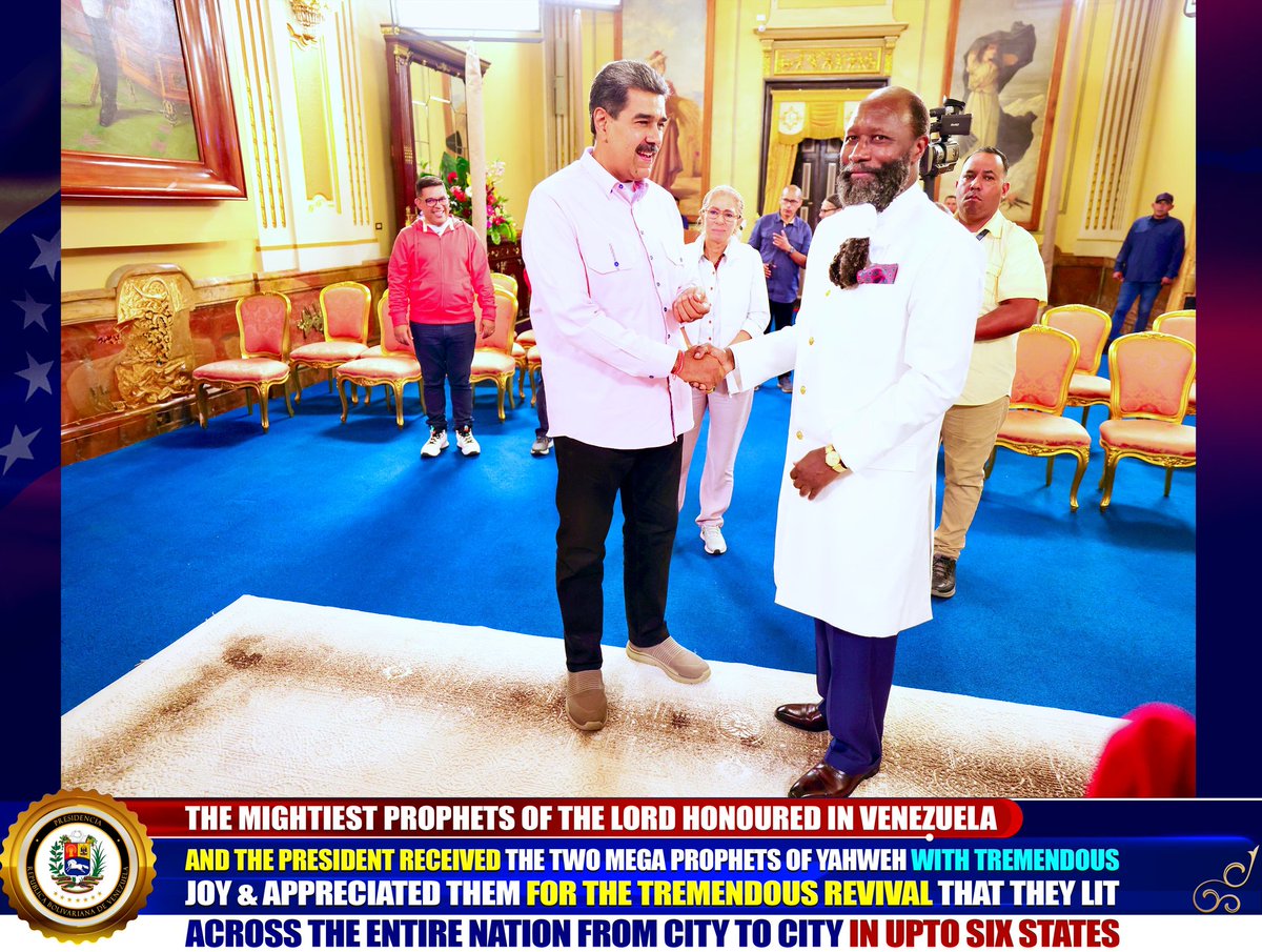 TuitoekJune's tweet photo. During the last #TheVenezuelaMission the top leaders of nation of Venezuela received The Prophet of The Lord and they received their reward. https://t.co/CjrmH1zWY7