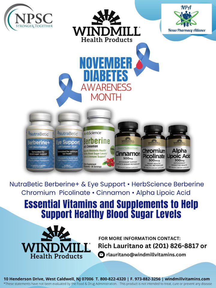 NortheastPharm2's tweet photo. November is Diabetes Awareness Month. Support your diabetic clients with supplements and essential vitamins. Ask Rich how he can help. https://t.co/x5fqciqodW