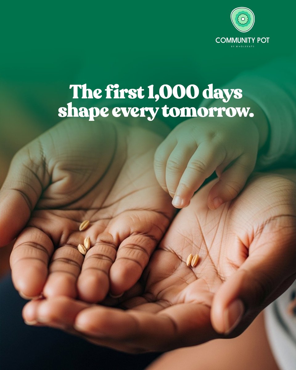 community_pot's tweet image. Strong futures start early. The first 1,000 days define how a child grows and thrives. Community Pot helps mothers nourish right from the start.

#CommunityPot #1000Days #MaternalNutrition