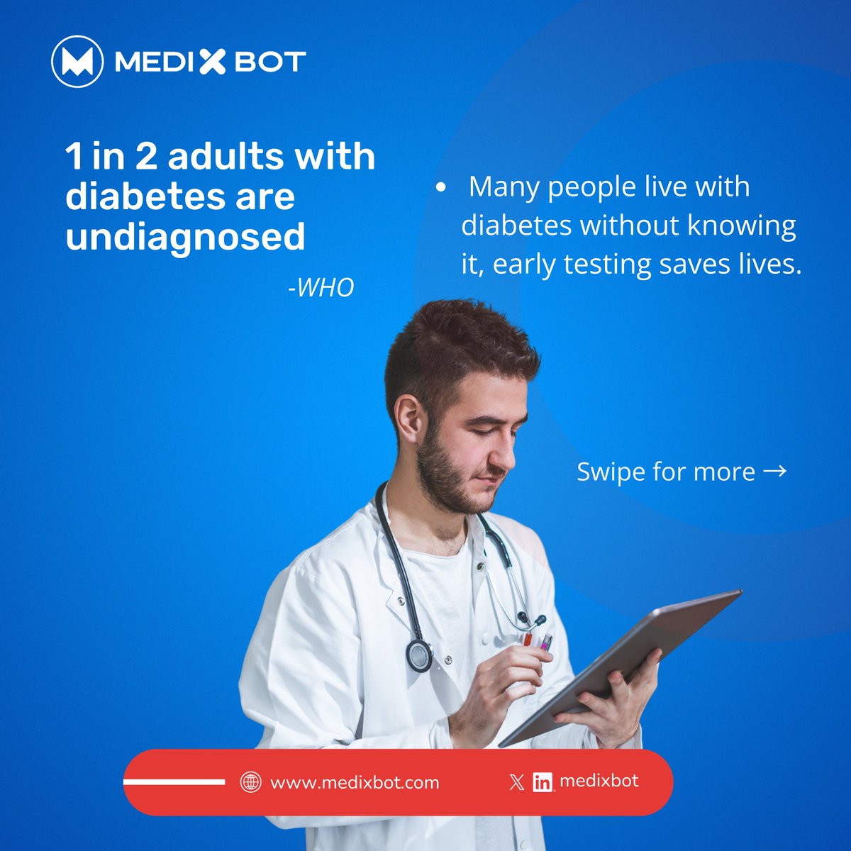 medixbot's tweet image. As the world marks World Diabetes Day on Friday, November 14, it’s a reminder that awareness can save lives.
 
Swipe to see why early detection matters, and stay tuned for our next post, where we’ll share how technology is transforming diabetes care.

#WorldDiabetesDay #Medixbot