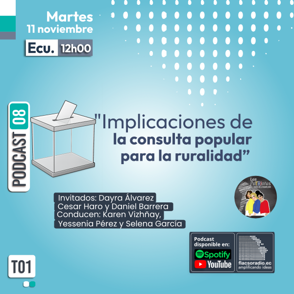flacsoradio's tweet photo. Nuevo episodio de las PaTRIotas en horario especial #Hoy a las 12h00. Reflexionamos sobre las implicaciones de la Consulta Popular 2025 en la ruralidad ecuatoriana.  https://t.co/xfM8RQWkBP
Video desde Facebook y Youtube desde este enlace:
https://t.co/xWtlkFbD8e https://t.co/YkKIJ6DICb