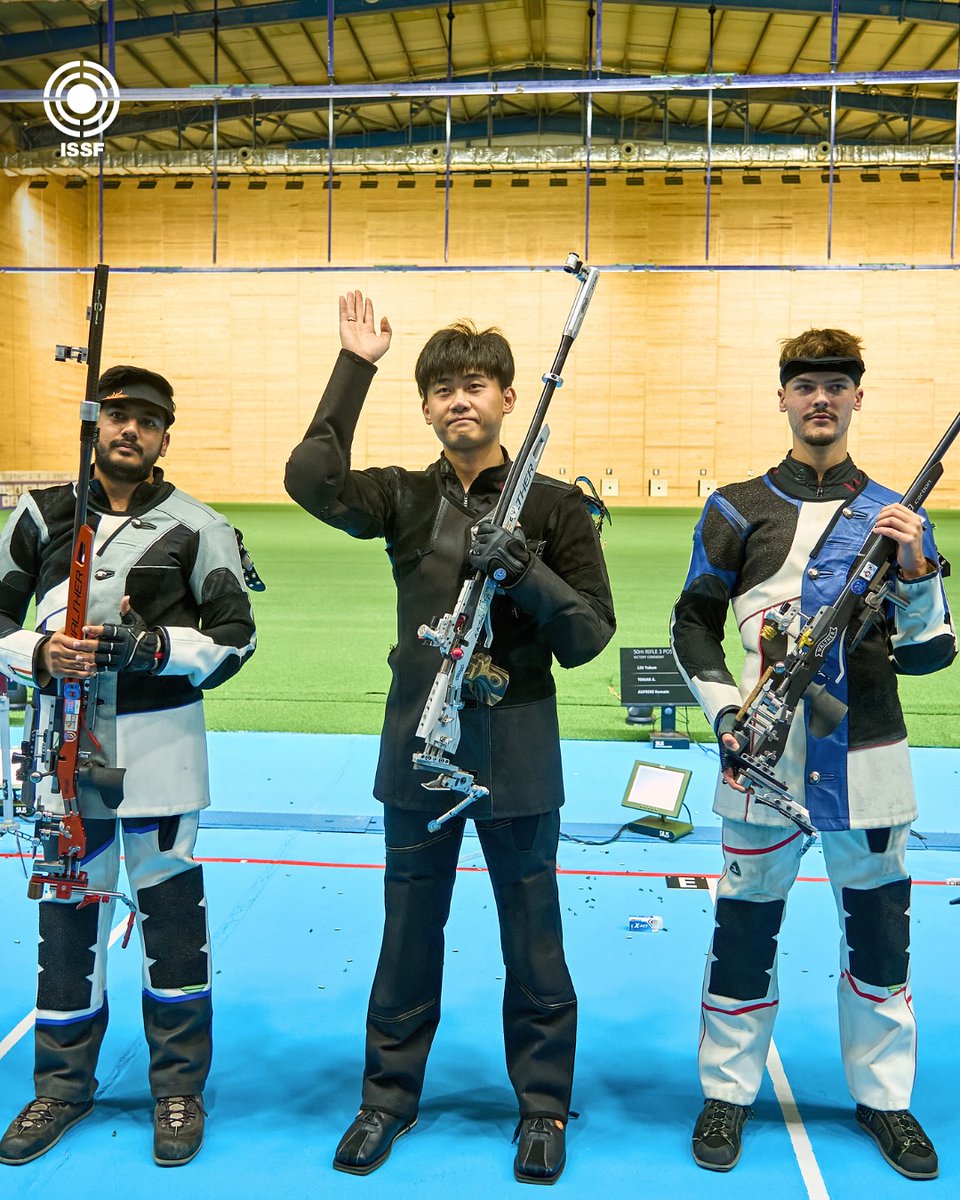 50m Rifle 3 Positions Men – ISSF World Championship 2025, Cairo

📍 Cairo, Egypt
🏆 50m Rifle 3 Positions Men Final – Day 4

🥇 LIU Yukun (CHN)
🥈 Aishwary Pratap Singh Tomar (IND)
🥉 AUFRERE Romain (FRA)