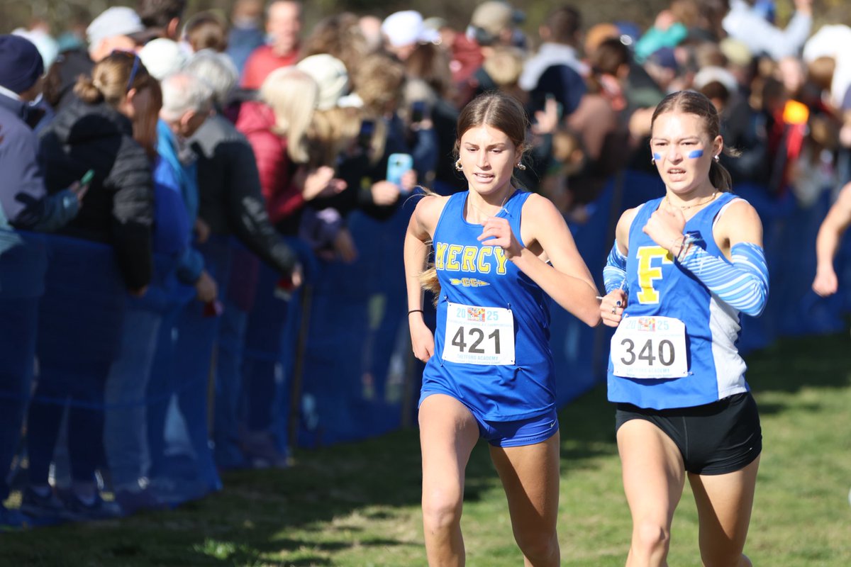 MercyTigers's tweet photo. For the first time in school history, Mercy Cross Country had two runners finish inside the Top 15 at the New England Championship!
On Saturday, Sarah Roberts ’26 placed 12th and Cora Wasiolek ’28 was 14th.
Congratulations, Sarah and Cora!
#BeMoreAtMercy
#MercyProud
#ctxc https://t.co/UChyt8YfF8