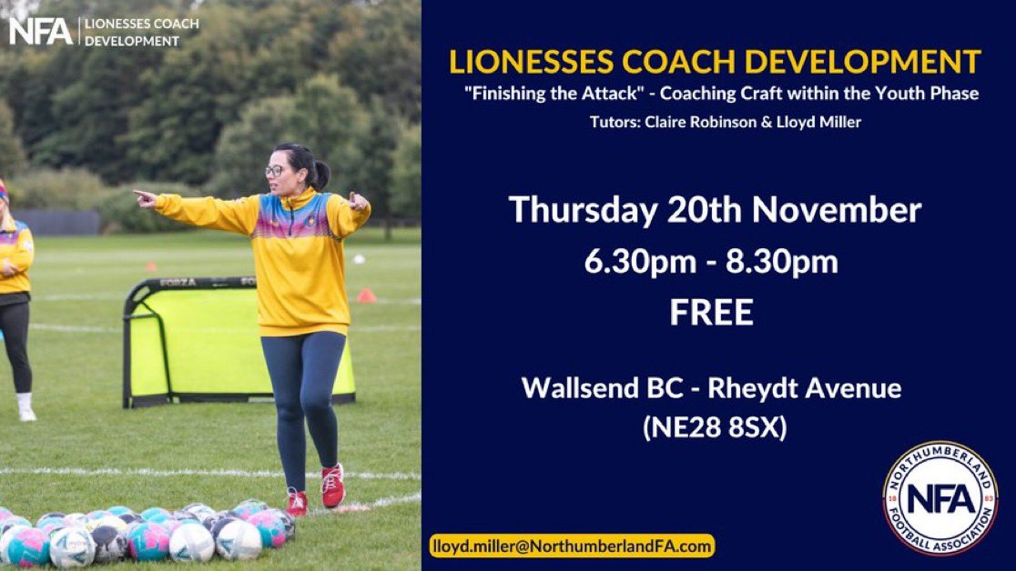 𝗙𝗲𝗺𝗮𝗹𝗲 𝗰𝗼𝗮𝗰𝗵 𝗮𝗻𝗱 𝘄𝗮𝗻𝘁𝗶𝗻𝗴 𝘁𝗼 𝗵𝗲𝗹𝗽 𝗱𝗲𝘃𝗲𝗹𝗼𝗽 𝘆𝗼𝘂 𝗮𝗻𝗱 𝘆𝗼𝘂𝗿 𝗽𝗹𝗮𝘆𝗲𝗿𝘀?

“Finishing the Attack - Coaching craft within the Youth Phase”

📅 Thurs Nov 20
⏰ 6:30-8:30
📍 <a href="/wallsendbcwomen/">Wallsend BC Women</a> 

More info + Register Here: bit.ly/4nUgfNg