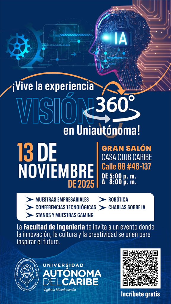 Egresado: Vive la experiencia Visión 360 de la Facultad de Ingeniería. 🚀

Conferencias sobre tecnología, IA y robótica, experiencias inmersivas y espacios de networking para impulsar tus ideas y proyectos. 

Inscríbete: forms.office.com/pages/response…