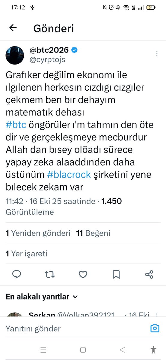 Light_Balancee's tweet photo. @Kerax98 @cyrptojs Olurmu ya. sen yapay zekadan üstünsün. Black Rock ı yenecek zeka var sende 🤣🤣 https://t.co/i7YmpGAReY