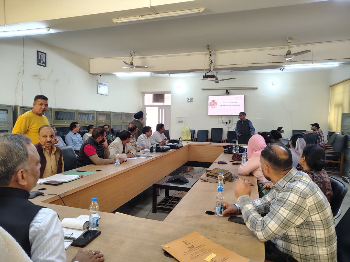 fssaiindia's tweet photo. FSSAI conducted a one-day Need-Based Training Programme for Regulatory Officers of Jammu & Kashmir at CFDA Office, Jammu.
The session focused on #FoSCoS functionalities and Packaging & Labelling Regulations to strengthen food safety enforcement in the region. #FSSATraining https://t.co/w7Es1WmfnK