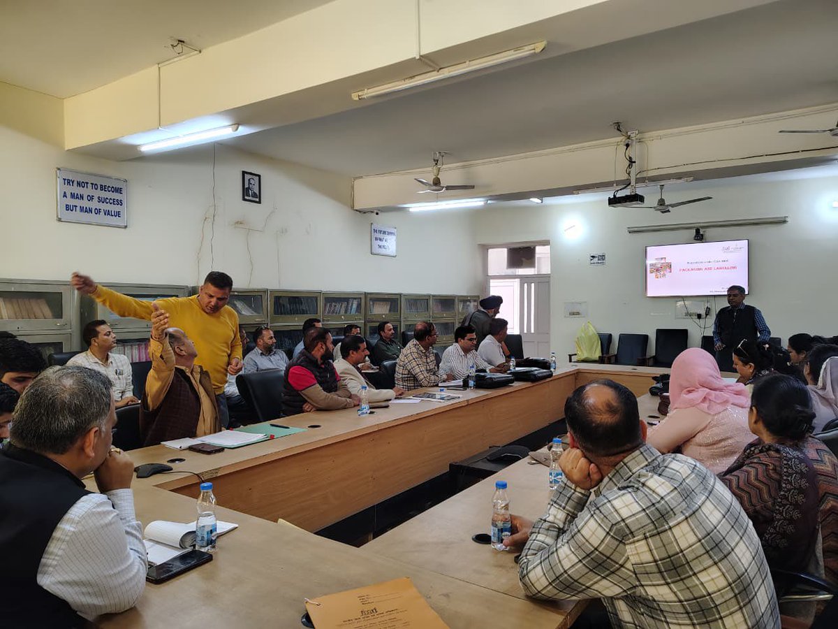 fssaiindia's tweet photo. FSSAI conducted a one-day Need-Based Training Programme for Regulatory Officers of Jammu & Kashmir at CFDA Office, Jammu.
The session focused on #FoSCoS functionalities and Packaging & Labelling Regulations to strengthen food safety enforcement in the region. #FSSATraining https://t.co/w7Es1WmfnK