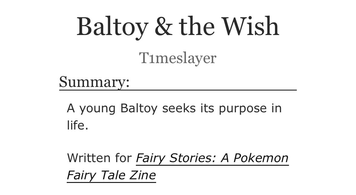 Leftovers are available now for <a href="/FairyStoriesZ/">Fairy Stories Zine @ Donation Made! ✨</a>! One of my favorite fics I’ve ever written appears in this Pokemon fairy tale anthology, so you should go read my latest AO3 post and then get yourself a copy of the book to see all the other fantastic stories ❤️