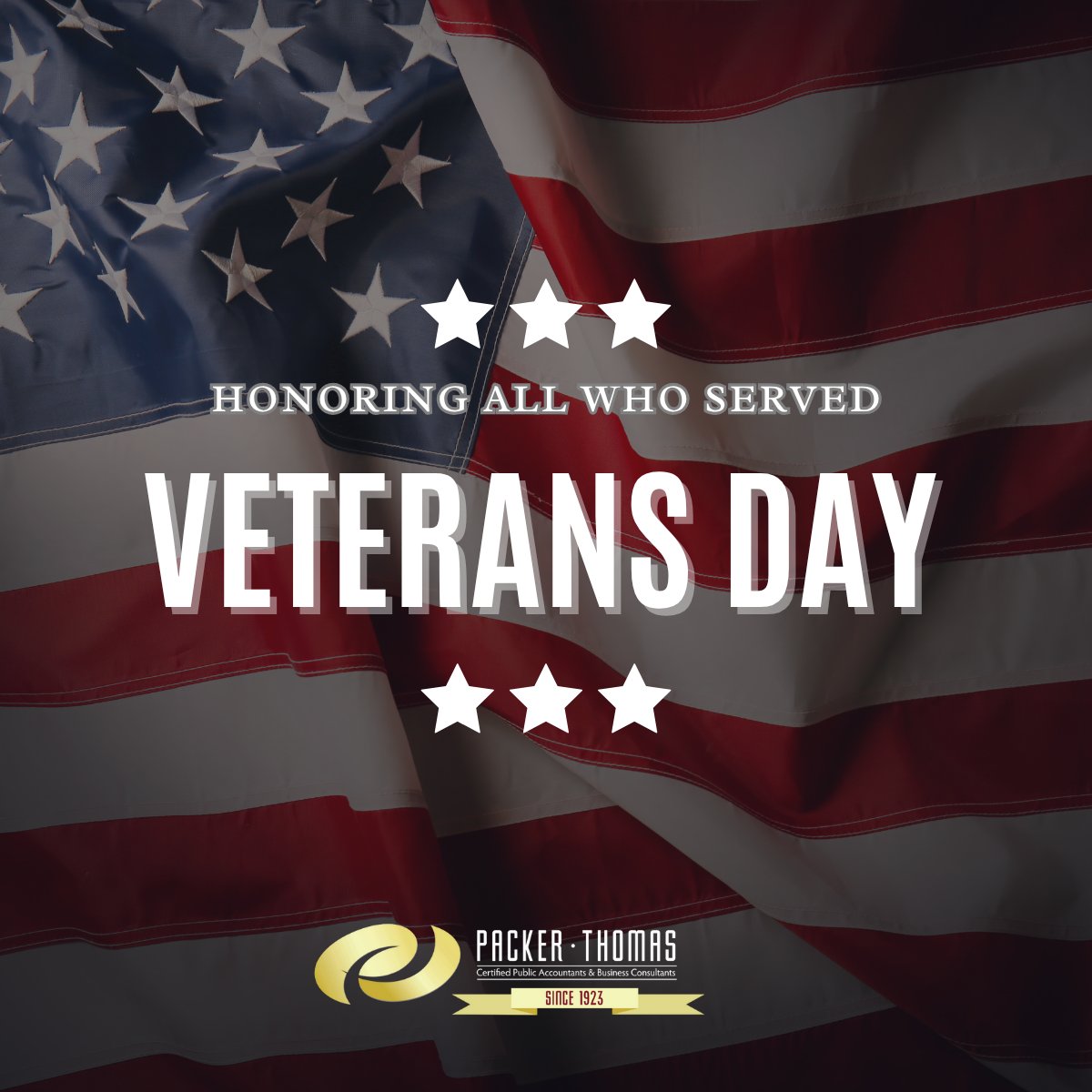 PackerThomasCPA's tweet photo. Packer Thomas honors the service and sacrifice of our veterans. Thank you for your dedication to our country. https://t.co/EV4DX2Aa4f