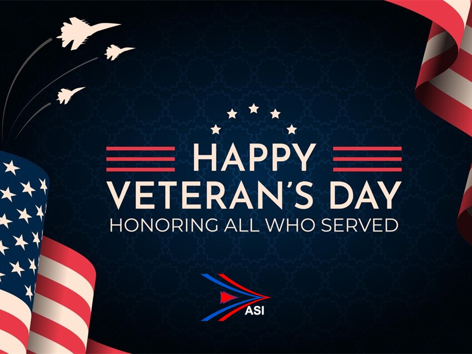 TeamASI_Inc's tweet photo. ASI proudly honors our Veterans. Built on their tenacity and with nearly 100% of our team made up of Veterans, we remain committed to supporting those who have courageously defended our freedoms. Thank you for your service.

#VeteransDay #ThankYouVeterans https://t.co/vakr2NBTa1