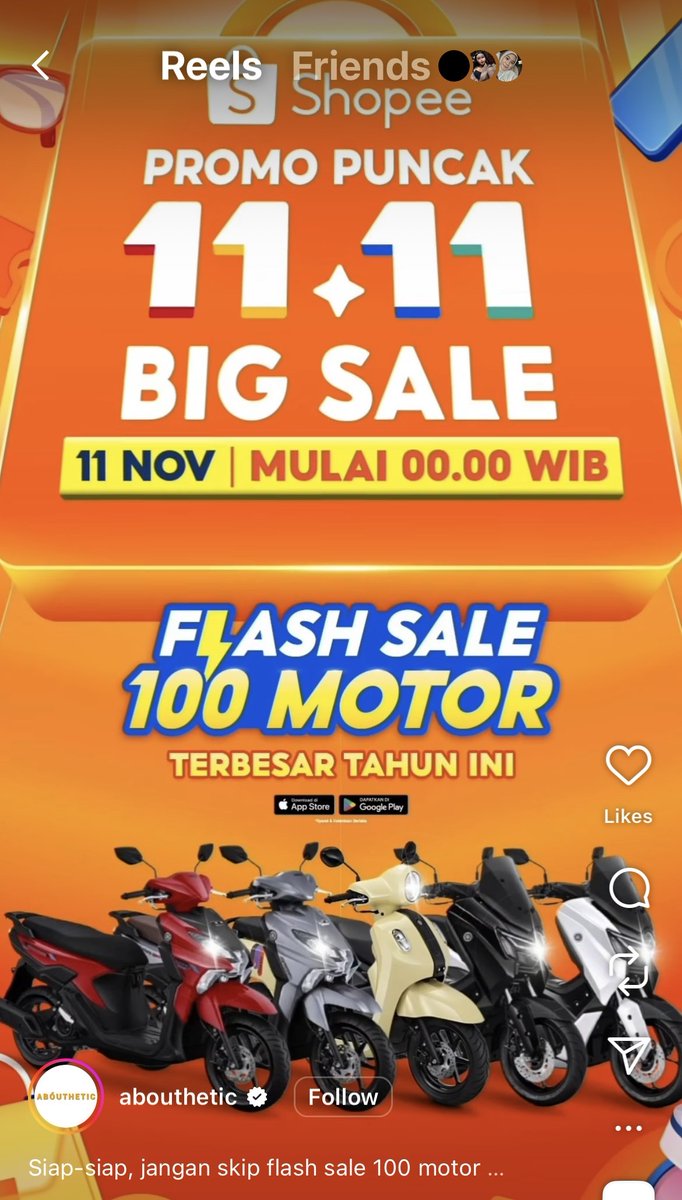beneran ga abis fikri, siapa coba yang nyangka hari ini bisa beli motor 11rb #FlashSale100MotordiShopee