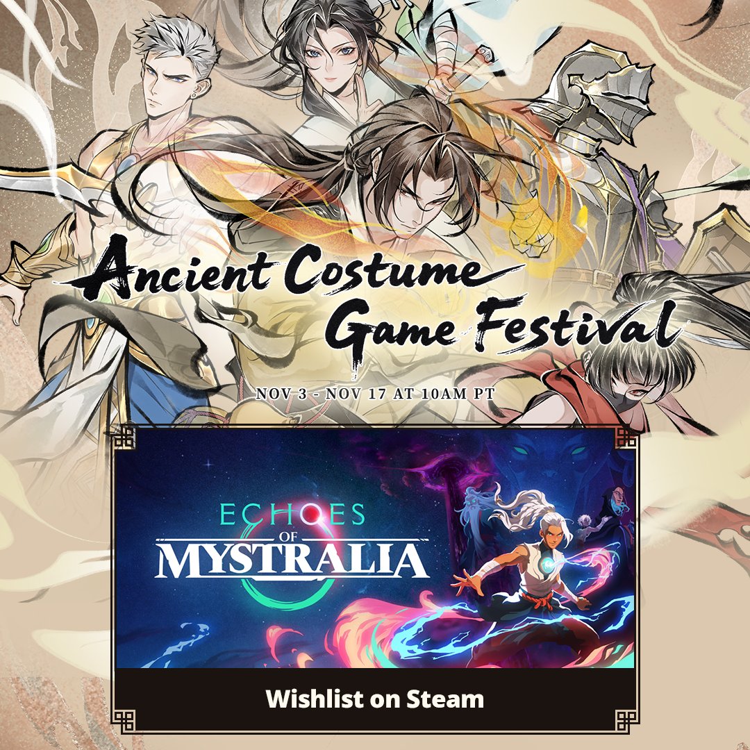 Echoes of Mystralia is shining among the Promising Titles in the Ancient Costume Game Festival on Steam! 🧙‍♀️✨
__

Echoes of Mystralia est mis en avant dans la catégorie Titres prometteurs du Ancient Costume Game Festival sur Steam! 🧙‍♀️✨

#GameDev #Steam #SteamGames #IndieGame