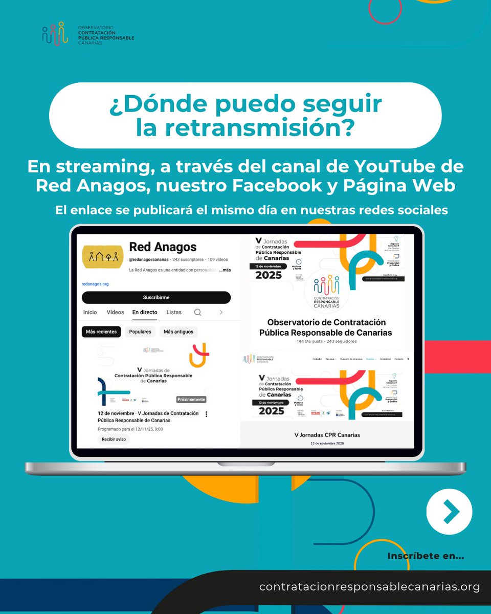 📢 ¡Mañana celebramos las V Jornadas de Contratación Pública Responsable de Canarias! Resolvemos tus dudas.

👉 ¡Inscríbete ya! contratacionresponsablecanarias.org/v-jornadas-de-…

<a href="/redAnagos/">Red Anagos</a> <a href="/AdeicanCanarias/">Adeican Canarias</a> <a href="/EAPN_Canarias/">EAPN Canarias</a>