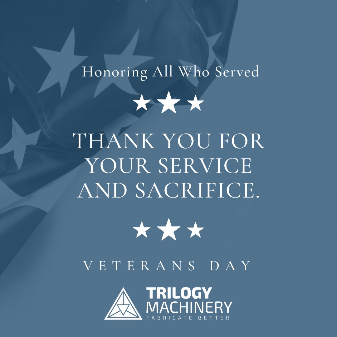 TrilogyMach's tweet photo. Happy Veterans Day 🇺🇸 Today, we honor and celebrate the brave men and women who have served our country with courage and dedication. We'd also like to thank 2 of our very own veterans at Trilogy Machinery, Colby & Rusty for their service ❤️ 

#VeteransDay #ThankYouVeterans #TrilogyMachinery