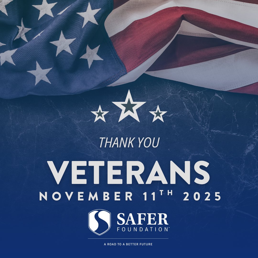 Today we honor all who have served. Thank you, veterans, for your courage, dedication, and sacrifice. Safer Foundation is grateful for your service to our nation and your continued strength in our communities.