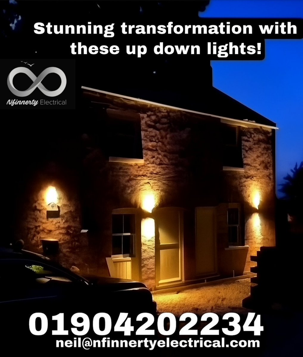 Light up your home with style!
These modern up down lights don’t just brighten up your space — they add a sleek, welcoming look!
Whether it’s your front door, garden, or patio a simple lighting upgrade can make a huge difference!
Nfinnerty Electrical — Power you can trust!