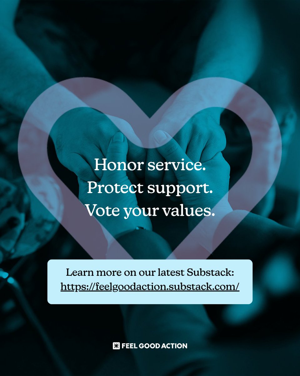 FeelGoodAction's tweet image. Veterans deserve protection and support.

Read our latest Substack on how policy decisions are impacting veterans across the country and what you can do about it.

➡️ open.substack.com/pub/feelgoodac…

#VeteransDay #FeelGoodAction #Veterans