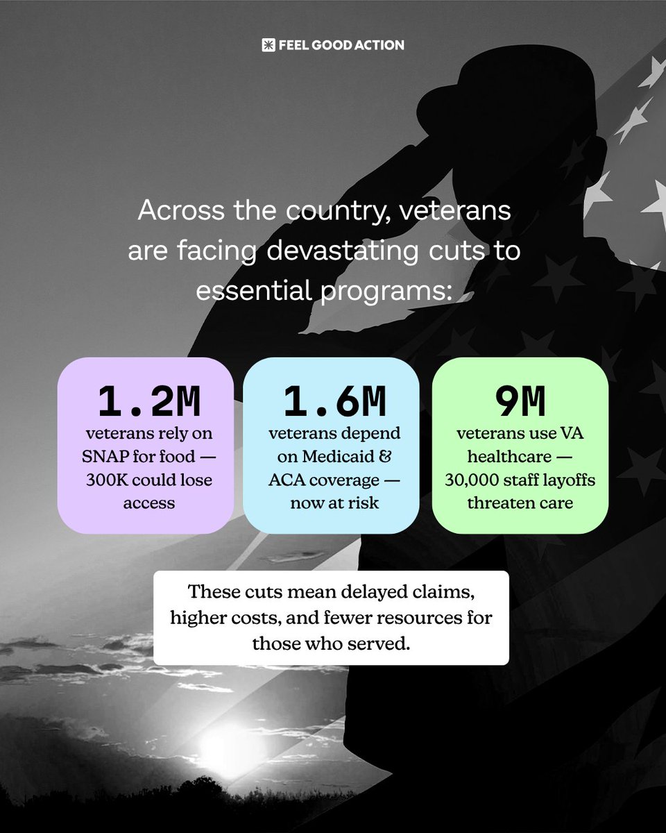 FeelGoodAction's tweet image. Veterans deserve protection and support.

Read our latest Substack on how policy decisions are impacting veterans across the country and what you can do about it.

➡️ open.substack.com/pub/feelgoodac…

#VeteransDay #FeelGoodAction #Veterans