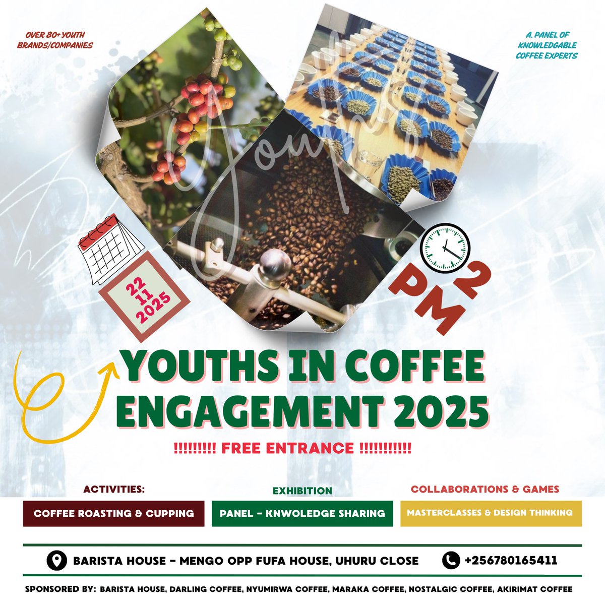 Youths_CoffeeUg's tweet image. ☕ Youths in Coffee Engagement 2025
📅 22nd Nov | 📍 Barista House
A celebration of Ugandan coffee &amp;amp; the youth driving its future! 
Join us for: roasting, cupping, design thinking, masterclass, networking, exhibitions &amp;amp; more!  #YouthInCoffee #Opportunities #Knowledge #Skill #☕️🇺🇬