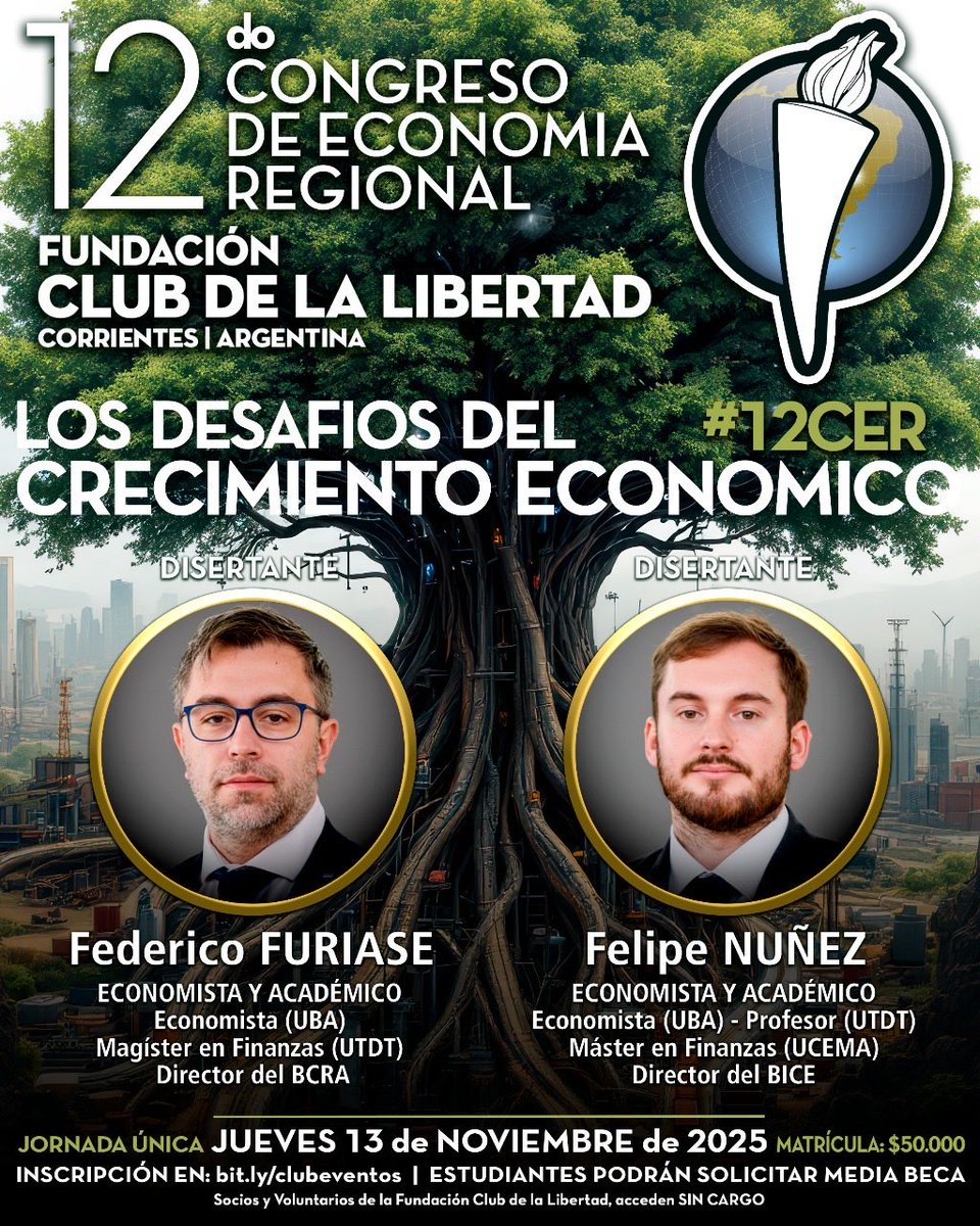 amedinamendez's tweet image. Uno de los tantos paneles de primer nivel que tendremos en el 12 Congreso de Economía Regional del Club de la Libertad. Imposible perderse semejante evento.@clubdelibertad @FedericoFuriase @Felii_N