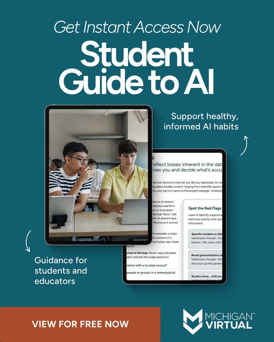 AI is shaping how students learn and think. This guide introduces 10 essential skills and mindsets to help students use AI with confidence while fostering curiosity, critical thinking, and healthy digital habits.
Explore the guide: hubs.la/Q03QKb760
 #AIinEducation