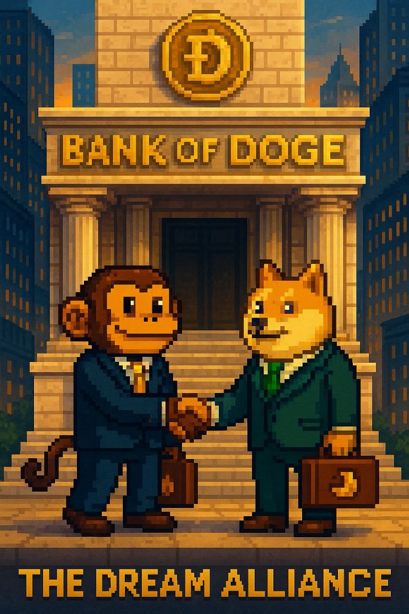 MonkoCoin's tweet photo. The $MONKO family has struck a massive deal! 

We've decided the best move for us is to store our bananas at the highly reputable very wow, Bank of doge.

We look forward to more based partnerships with @DogeOS https://t.co/51QQKEVV6F