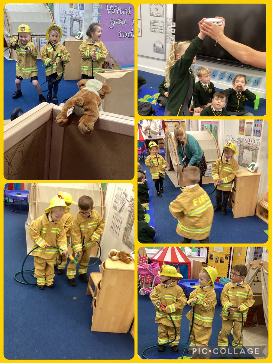 #rec Thank you to <a href="/LancashireFRS/">Lancashire Fire & Rescue Service</a> for visiting us today 😃 We loved learning about the different ways the fire brigade helps us and what number to call if we see a fire 🔥 We also had great fun dressing up as fire fighters and listening to a fire alarm 🧑‍🚒👩‍🚒