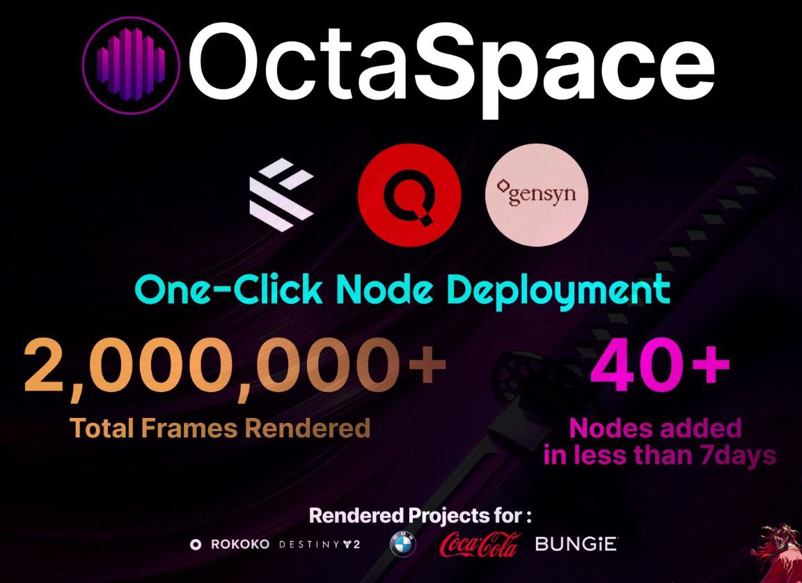 aiya666888's tweet photo. $OCTA - OctaSpace 构建去中心化云
💻 共享算力:出租您空闲的 CPU/GPU 资源,用于AI计算、渲染等任务
🌐 贡献服务:提供分布式云存储和VPN,加强网络并赚取收益。
⚙️ 创新架构:采用双链系统(PoW+PoA),兼顾安全性与效率。
(去中心化物理基础设施) 革命
#OctaSpace #DePIN $OCTA https://t.co/Ap7i5SUe1J