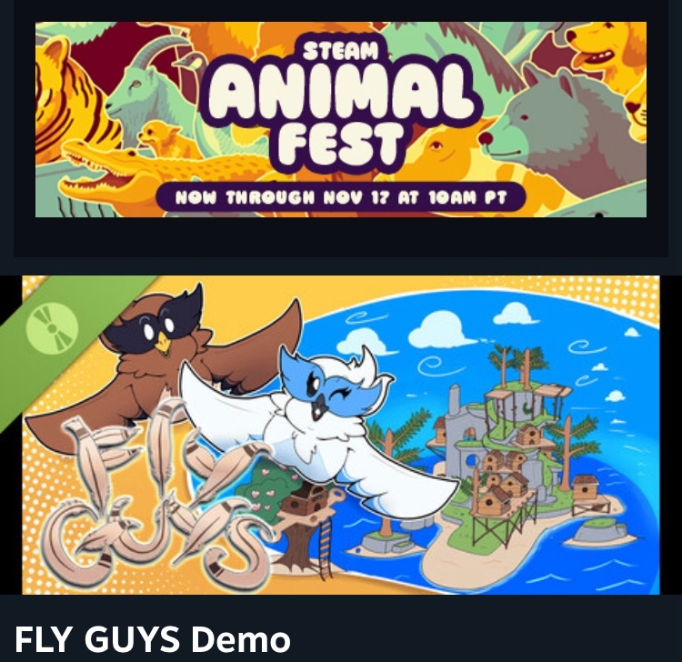 flyguysgame's tweet photo. Fly Guys is part of the Animal Fest on Steam this week! If you haven't checked out the demo yet you totally should!!
#steam #indiegame #animals https://t.co/Up500Drvxh