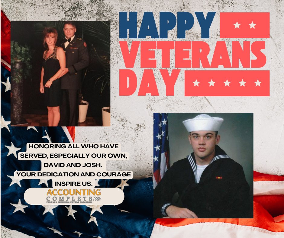 AccountingComp2's tweet image. Grateful for all who served — and especially for our own, David and Josh. Thank you for your service and example. ❤️🤍💙 #VeteransDay #AccountingComplete