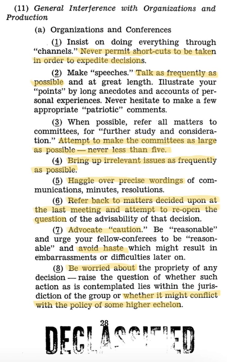 The CIA's Field Manual for the disruption of enemy organizations is the best startup leadership guide  ever written. 

Just do the exact opposite.