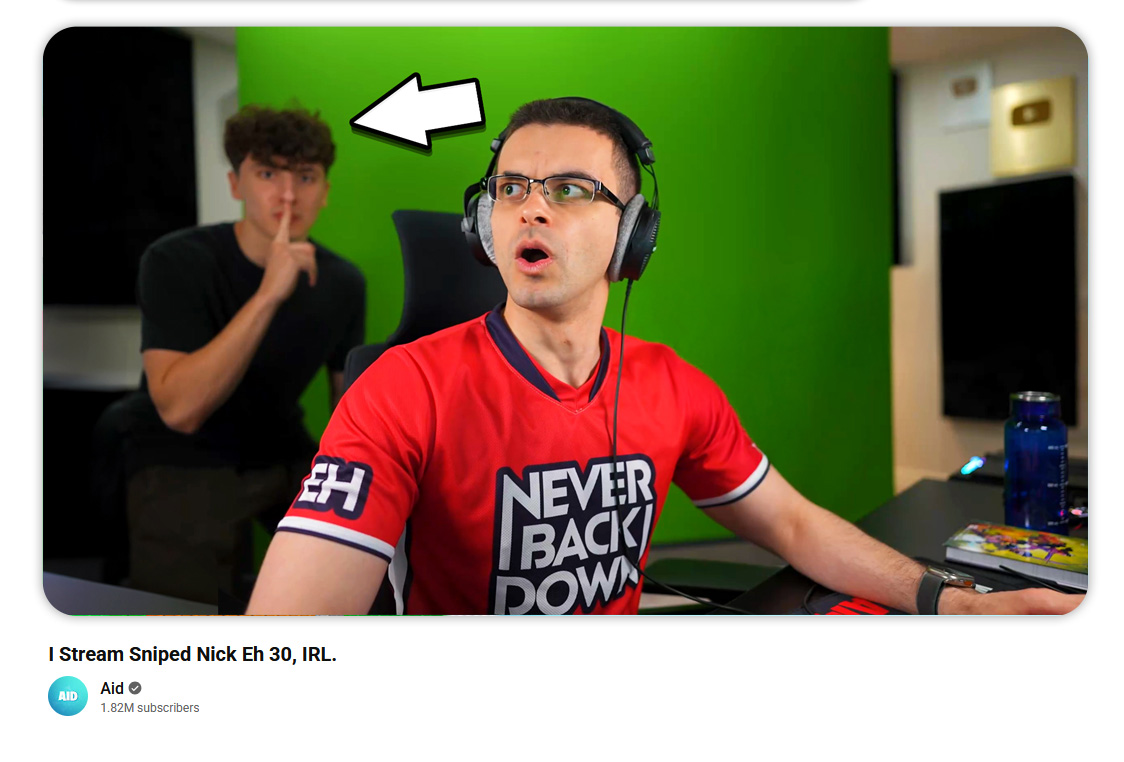 easkateconcepts's tweet image. &quot;I Stream Sniped Nick Eh 30, IRL.&quot; Thumbnail for @usecodeaid&quot; ✏️