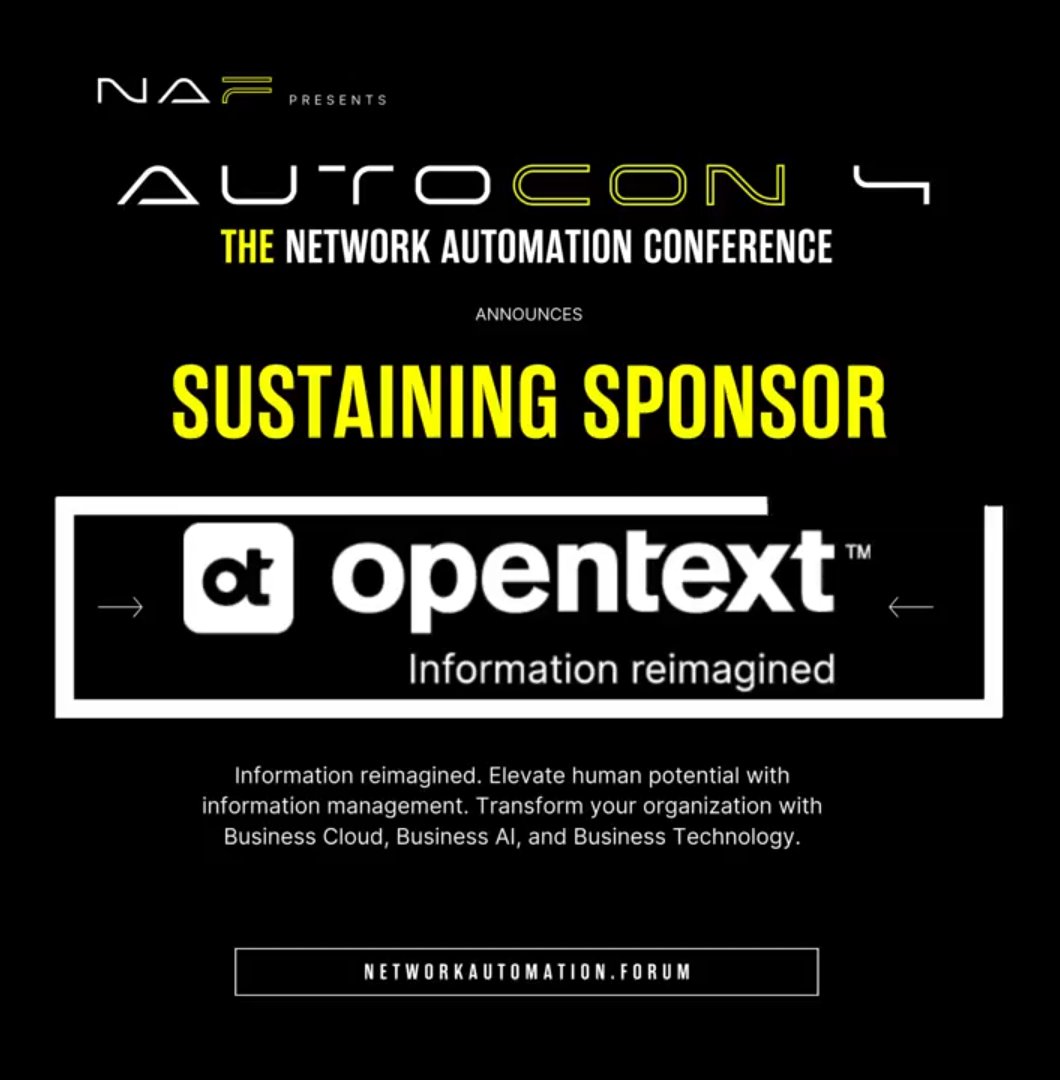 OpenText_ITOPs's tweet image. Are you going to #AutoCon4 happening November 19-21 in Austin? 

Visit the OpenText booth for live demos on how OpenText Network Automation can power your business → see real-world value in action. 

Register today: bit.ly/4ongK2S