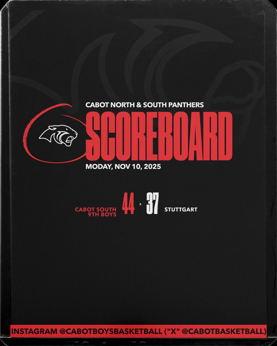 CabotBasketball's tweet photo. - GAME DAY!!!!! 
-Schedule for all our boys games today!!!!
- Last slide is Cabot South 9B victory last night.
#GoPanthers
#S2P 
#DoWork https://t.co/uEWeb0XuSa